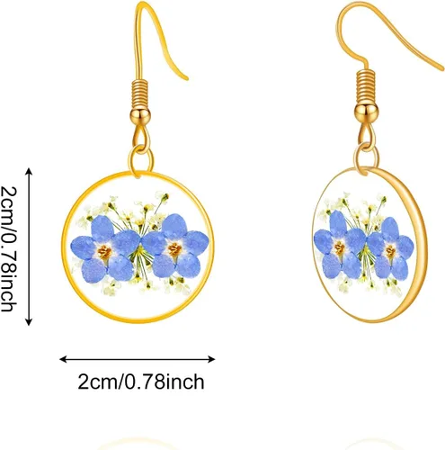 Vista 17 de Pendientes de flores prensadas hechos a mano para mujer