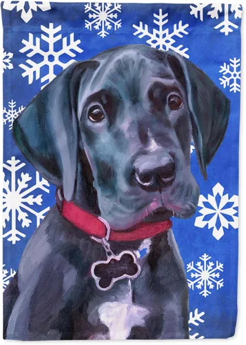 Vista 262 de Caroline's Treasures SC9374GF Bulldog English Snow flakes Holiday Garden Flag Buzón Bandera decorativa para patio exterior, patio, obras de arte