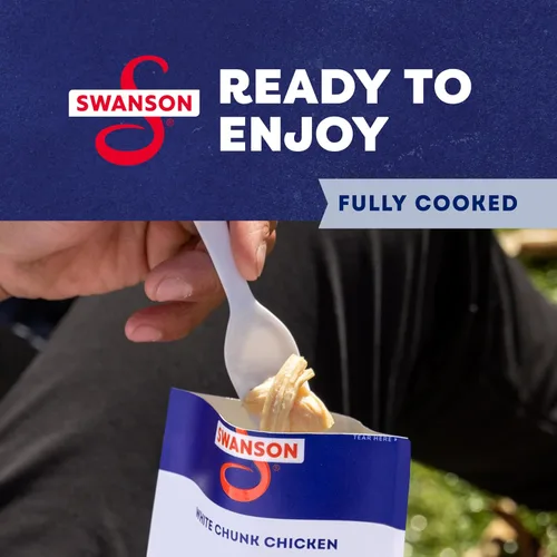 Vista 6 de Swanson Pollo Blanco en Trozos Ahumado con Hickory para Barbacoa Totalmente Cocido, Bolsa de 2.6 oz (Paquete de 12)