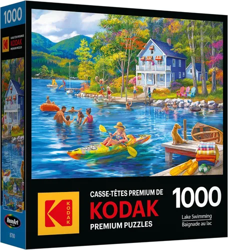 Vista 2 de RoseArt - Kodak Premium - Natación en el lago - Rompecabezas de 1000 piezas para adultos
