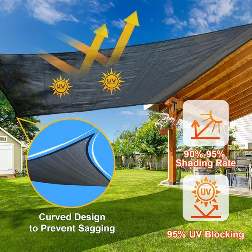 Vista 4 de SUNLAX Toldo tipo vela, forma de rectángulo, protección ultravioleta, permeable, para exteriores y patio trasero (hacemos tamaño personalizable), 7