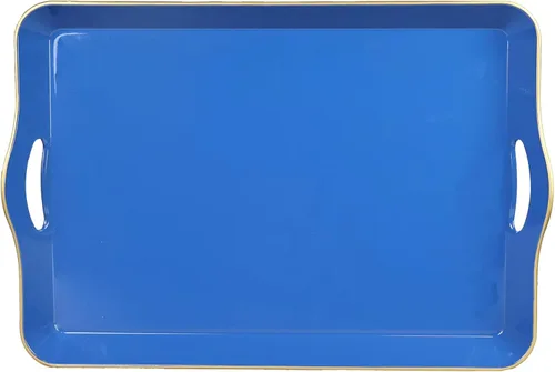 Vista 10 de Spsyrine Bandeja Decorativa Azul para Sala de Estar, Bandeja Cuadrada Moderna de Plástico para Servir Café para Mesa Otomana Baño Cocina, 13"*13