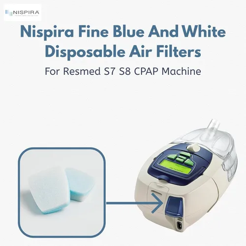 Vista 2 de Nispira Filtros de aire desechables azules y blancos finos compatibles con máquina CPAP ResMed S7 S8, 12 filtros