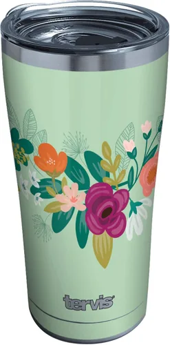 Vista 10 de Tervis Neo Mint Floral Hecho en Estados Unidos - Vaso aislado de doble pared con aislamiento mantiene las bebidas frías y calientes, 16 onzas