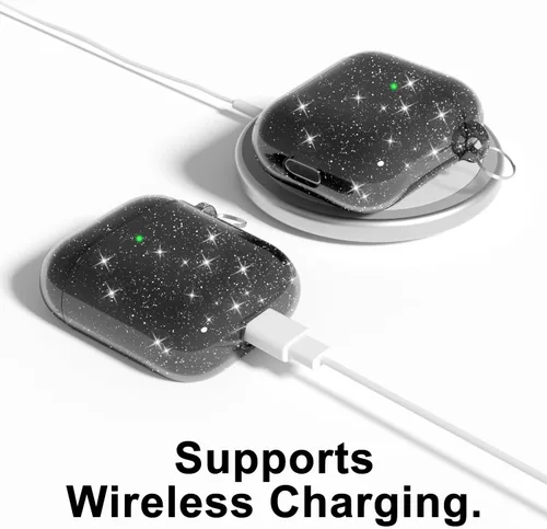 Vista 3 de Svanove Funda para Airpods Transparente con Purpurina, Funda Brillante y Bonita para Airpods de 1ª y 2ª Generación con Llavero, Carcasa Rígida