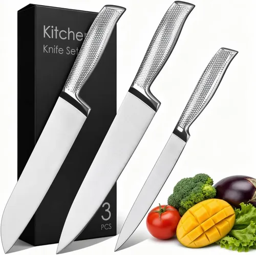 Vista 7 de Juego de cuchillos de cena arcoíris, cuchillo de carne arcoíris brillante de acero inoxidable para mesa, juego de 6 cuchillos de 23.37 cm