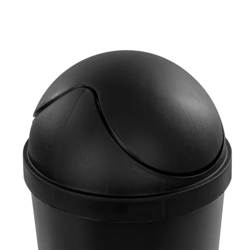 Vista 9 de Sterilite Paquete de 6 cestos de basura con tapa basculante, papelera redonda con tapa abatible de 3 galones, negro