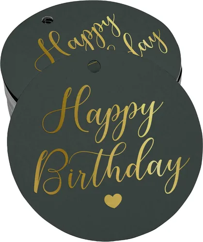 Vista 13 de Etiqueta de papel para colgar con texto en inglés «Happy Birthday» (50 unidades)