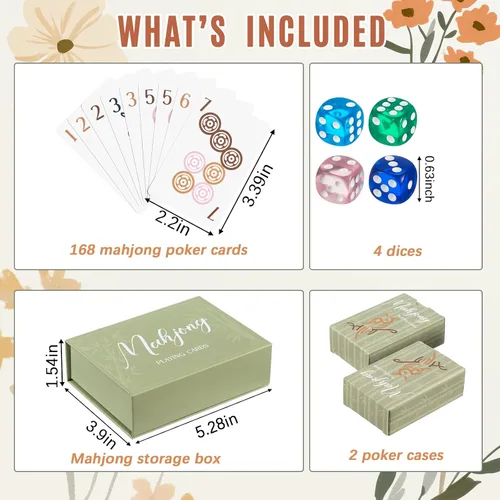 Vista 3 de Soulchen Juego de tarjetas de Mahjong americano de PVC de 168 piezas Boho