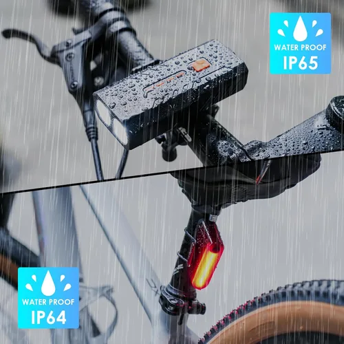 Vista 6 de Bike Headlight,Ultra-Bright Continuous Output,360° Rotation,Long Battery Life, Rechargeable & IP64 Waterproof Bicycle Lights Front and Rear