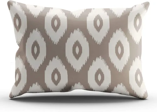 Vista 41 de Fundas de almohada decorativas Ikat con patrón de diamante en rojo y crema, cojín personalizable rectangular, tamaño 12 x 16 pulgadas, funda