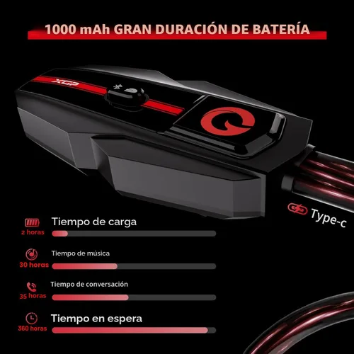 Vista 4 de XGP Sistema de comunicación de intercomunicador de auriculares Bluetooth para casco de motocicleta, para 2 pilotos, compartición de Negro