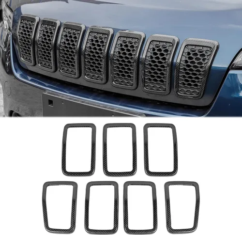 Vista 9 de JeCar Insertos de Parrilla ABS Kit de Moldura de Cubierta de Rejilla Compatible con Jeep Cherokee 2019-2021 KL, Negro
