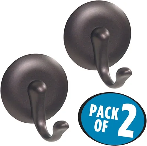 Vista 3 de iDesign York AFFIXX - Ganchos de almacenamiento autoadhesivos de plástico sin BPA, 2.3 x 2 x 1.5 pulgadas, bronce (paquete de 2)