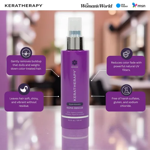 Vista 7 de KERATHERAPY Spray de brillo rápido con infusión de queratina para protección térmica del cabello, 4.2 onzas líquidas, 4.2 fl oz – Spray reparador