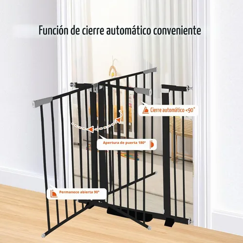 Vista 3 de Puerta para bebé de 41 pulgadas de alto, puerta para perros con cierre automático, ajustable de 29.92"-43.71" de ancho, montaje a presión, puerta