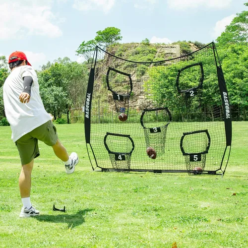 Vista 4 de BaseGoal Football Net with 5 Target Pockets for Throwing Training