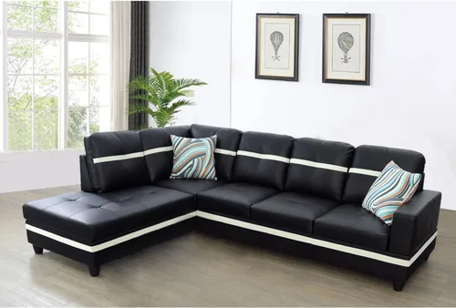 Vista 16 de A Ainehome Juego de sofá de sala de estar, 2 piezas, sofá seccional en forma de L, sofá de piel sintética con diván para sala de A-Negro