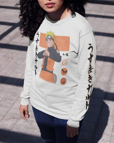 Vista 4 de Ripple Junction Naruto Shippuden Naruto Block Symbols Anime Adulto Unisex Camiseta de manga larga con licencia oficial, talla única