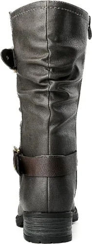 Vista 5 de GLOBALWIN - Botas de vestir a media pantorrilla para mujer, botas de motociclista para mujer