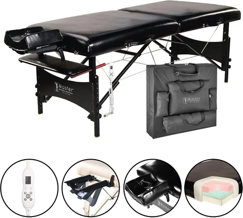 Vista 2 de Master Massage Mesa de masaje portátil Galaxy, color negro con tapa térmica