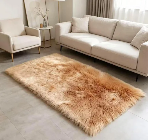 Vista 50 de Alfombra de piel sintética de 2 x 6 pies, color beige, lavable a máquina, súper suave, esponjosa, alfombra de piel de oveja mullida para dormitorio