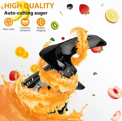 Vista 4 de Pukomc Exprimidor de prensa en frío, canal de alimentación de 5.8 pulgadas de ancho para frutas y verduras enteras - 1.8L Capacidad 300W Exprimidor