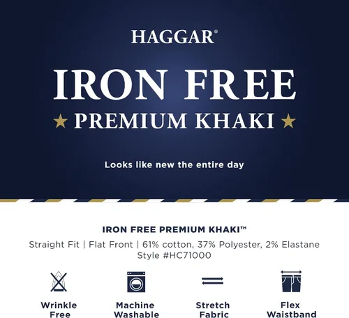 Vista 4 de Haggar Pantalón caqui prémium sin hierro para hombre Negro