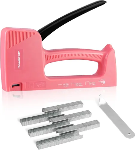 Vista 12 de HAUSHOF Pistola de grapas ligera, pistola de grapas para tapicería con 800 grapas JT21 y removedor de grapadoras, se adapta a grapas JT21 de 1/4