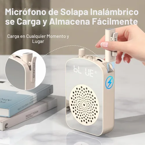 Vista 3 de PRUNUS A10 Amplificador de voz inalámbrico con micrófono Lavalier