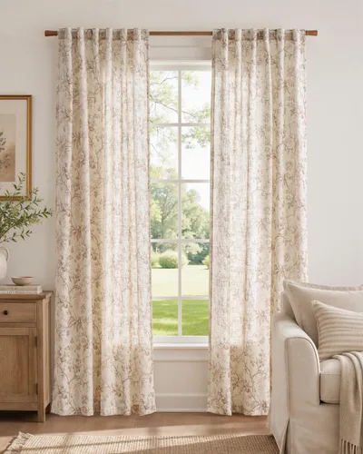 Vista 30 de jinchan Amlie - Cortinas florales de lino de 63 pulgadas de largo para sala de estar, dormitorio, casa de campo, cortinas de decoración de campo