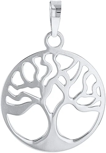 Vista 2 de Collar con colgante de árbol de la vida de oro blanco macizo de 14 quilates