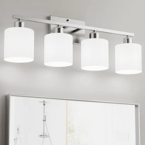 Vista 14 de Lámpara de tocador de baño sobre espejo con níquel cepillado, modernos apliques de pared de 2 luces para dormitorio, sala de estar, decoración