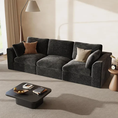 Vista 34 de Sofás seccionales Cloud de 110 pulgadas para sala de estar, sofá convertible sin hueso en forma de L con otomana, juego de sofá modular de gran