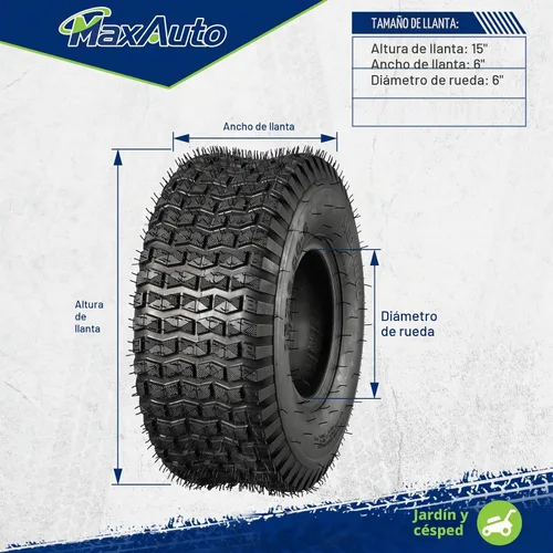 Vista 5 de MaxAuto FOX V1 - Neumáticos para cortacésped de 15 x 6.00-6 nhs, neumáticos de tractor de césped de 15 x 6.00 x 6, neumático de carrito de golf
