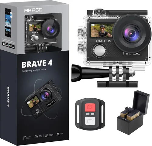 Vista 2 de AKASO Brave 4 4K30fps 20MP Cámara de acción WiFi con mini trípode Selfie Stick