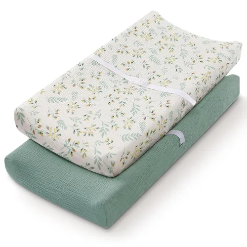 Vista 17 de Blissful Diary Funda de muselina para cambiador de pañales para bebés, algodón ultrasuave y transpirable, 2