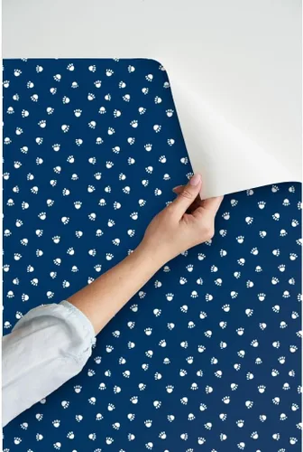 Vista 3 de Papel tapiz autoadhesivo para despegar y pegar, papel tapiz extraíble de color azul marino para mascotas, perros, gatos y patas, mascotas Spoonflower