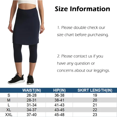 Vista 6 de HOKOYI Falda modesta con leggings adjuntos para mujer, entrenamiento hasta la rodilla, pantalones capri con 2 bolsillos