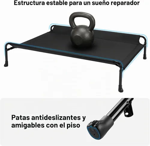Vista 4 de Veehoo Cama para perros al aire libre, camas elevadas para perros grandes, cama elevada para perros con reposacabezas, cuna refrescante lavable