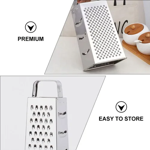 Vista 4 de Healeved Power Tools - Rallador profesional de caja de acero inoxidable, rallador de queso, triturador de verduras con 4 lados para queso, verduras
