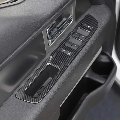 Vista 3 de JeCar Cubierta de panel de interruptor de elevación de ventana de fibra de carbono para Ford F150 Raptor 2009-2014 Accesorios interiores