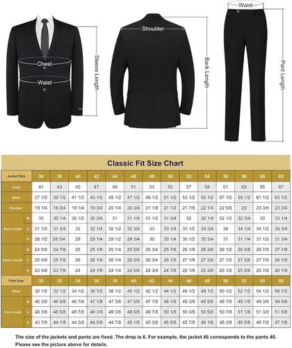 Vista 2 de Conjunto de traje de 2 piezas de ajuste clásico para hombre, chaqueta y pantalones sólidos con dos botones
