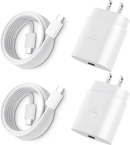 Vista 15 de Cargador súper rápido tipo C, bloque de cargador de pared rápido USB C de 25 W y cable de carga rápida súper largo de 8 pies para Samsung Galaxy