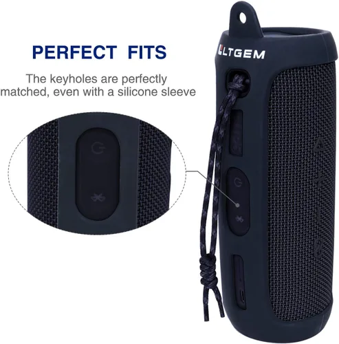 Vista 6 de LTGEM - Funda de silicona compatible con JBL FLIP 5 Altavoz Bluetooth portátil impermeable, carcasa rígida, bolsa de almacenamiento de transporte
