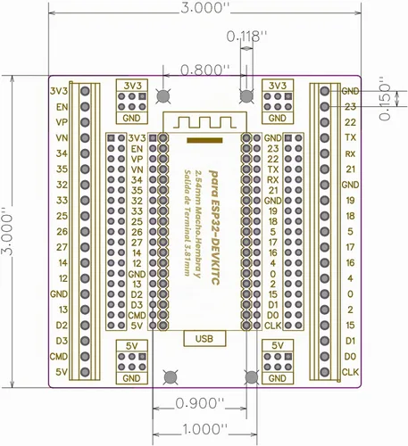 Vista 5 de whiteeeen para ESP32 Super Breakout Board 3.81mm / 0.15" Terminal GPIO Placa de expansión 3 tipos de salidas para ESP32-DevKitC ESP-WROOM-32 Bloque