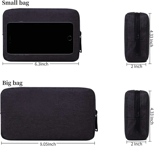 Vista 2 de dealcase Organizador universal de accesorios electrónicos de lona impermeable para banco de energía, cables de carga, cargadores, mouse, cable USB