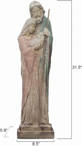Vista 7 de Estatua de jardín de la Sagrada Familia, escultura católica grande al aire libre H31.5 pulgadas, gran Sagrado San José alto, Virgen María
