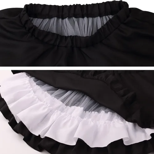 Vista 5 de GRAJTCIN Disfraz de sirvienta francesa de anime para mujer disfraz de cosplay de Lolita con calcetines