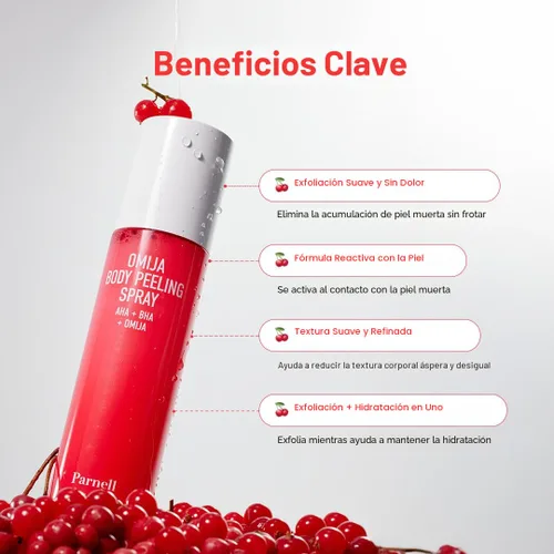 Vista 4 de PARNELL AHA Omija Spray de cerámica para exfoliantes corporales – AHA BHA PHA Exfoliante corporal para queratosis pilaris, piernas de fresa, manchas